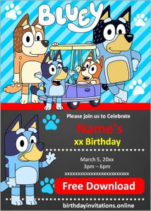 Bluey Birthday Invitations Birthday Invitations