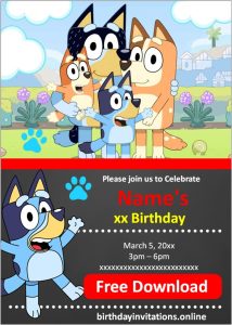 Bluey Birthday Invitations Birthday Invitations