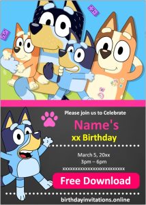 Bluey Birthday Invitations Birthday Invitations