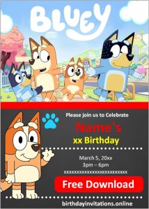 Bluey Birthday Invitations Birthday Invitations