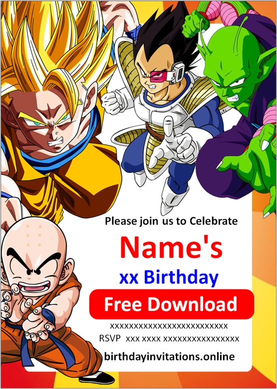 DRAGON BALL Z Birthday Invitation Template