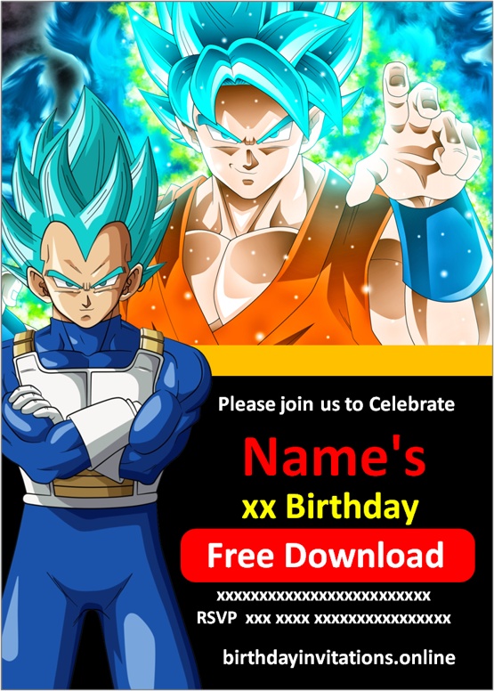 dragon ball z invitation online