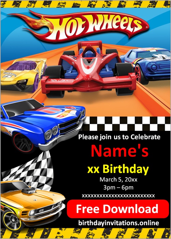 hot wheels invitation free