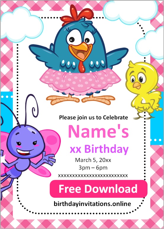 Lottie Dottie Chicken invitations