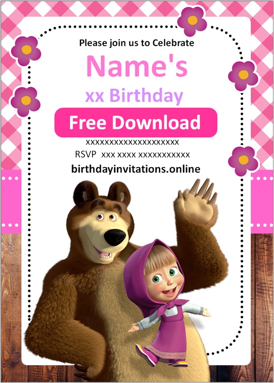 Masha and the Bear Invitations