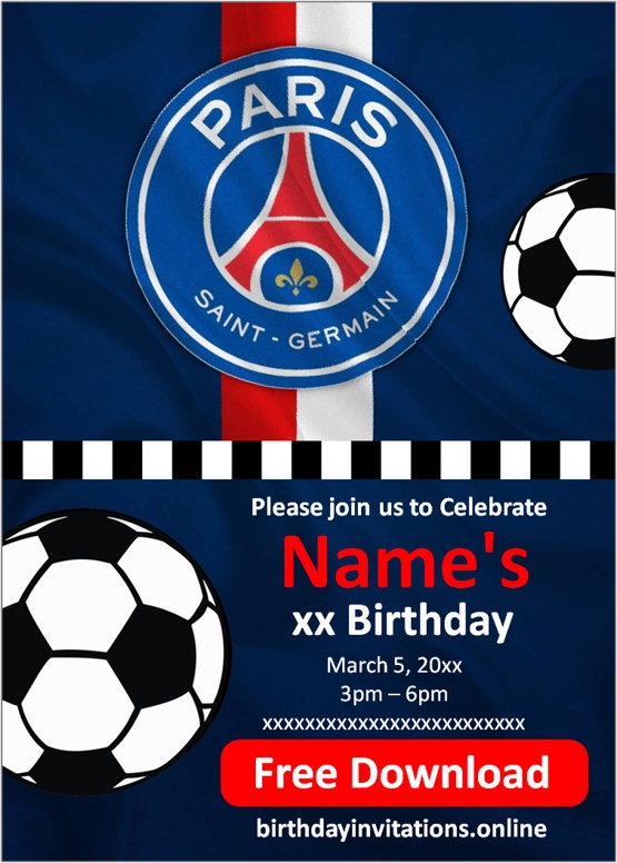 psg birthday invitation