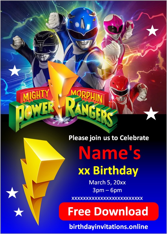 Power Rangers Invitations