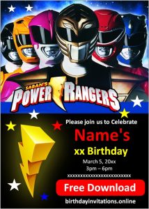 Power Rangers Invitations Birthday Invitations