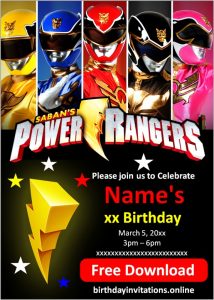 Power Rangers Invitations Birthday Invitations
