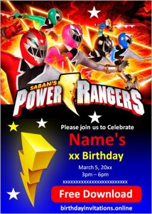 Power Rangers Invitations Birthday Invitations