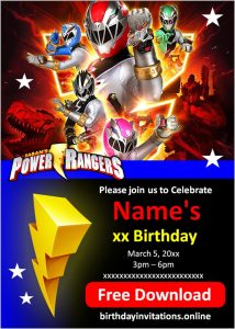 Power Rangers Invitations Birthday Invitations