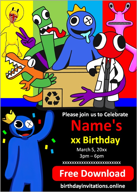 Rainbow Friends Invitations Birthday Invitations