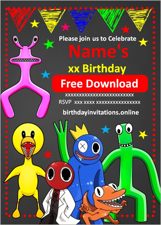 Rainbow Friends Invitations Birthday Invitations