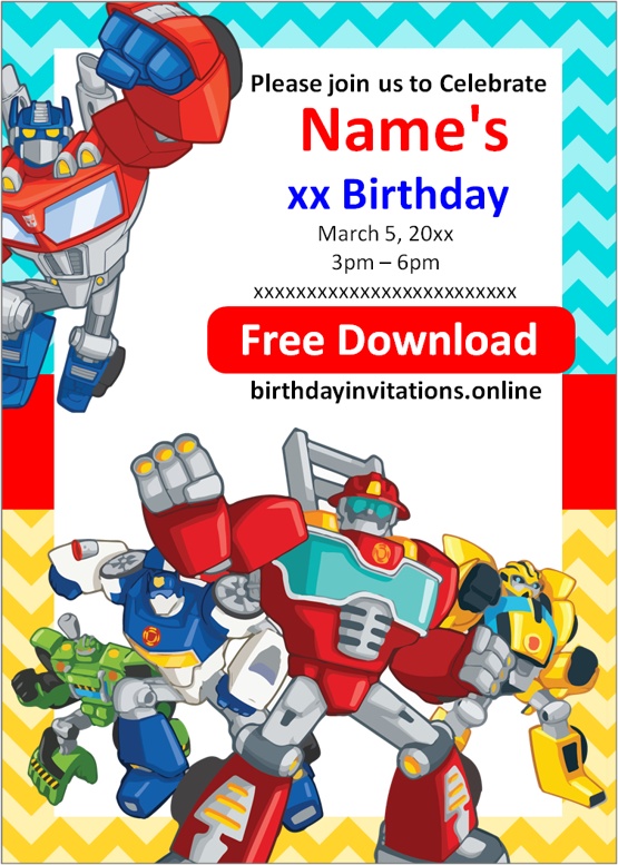 rescue bots invitations free printable