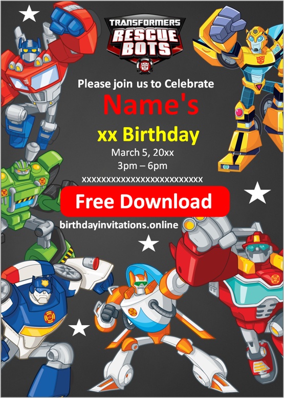 Rescue Bots Birthday Invitations