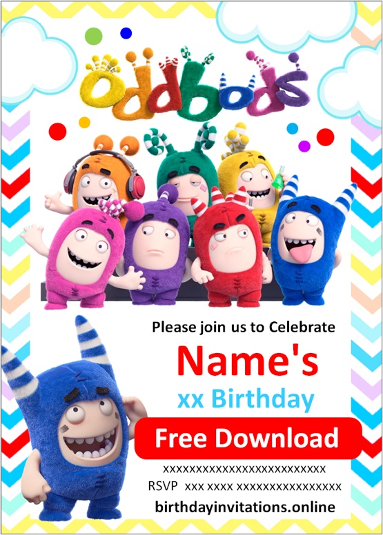 Oddbods Birthday Party Invitation