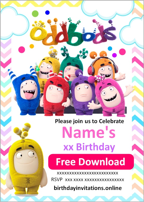 FREE Printable Oddbods Invitation Templates