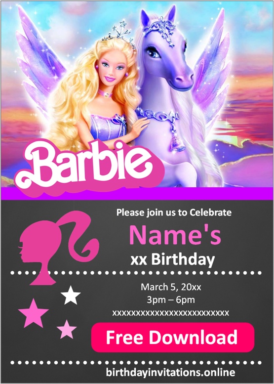 Barbie Invitations Birthday Invitations