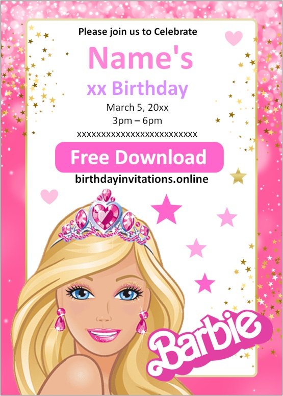 Barbie Invitations Birthday Invitations