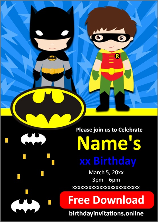 Batman baby Birthday Invitation