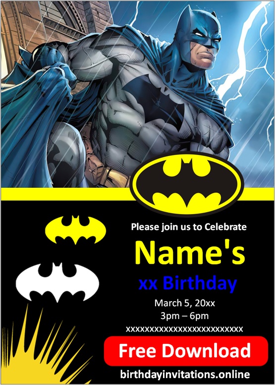 Batman Invitations Birthday