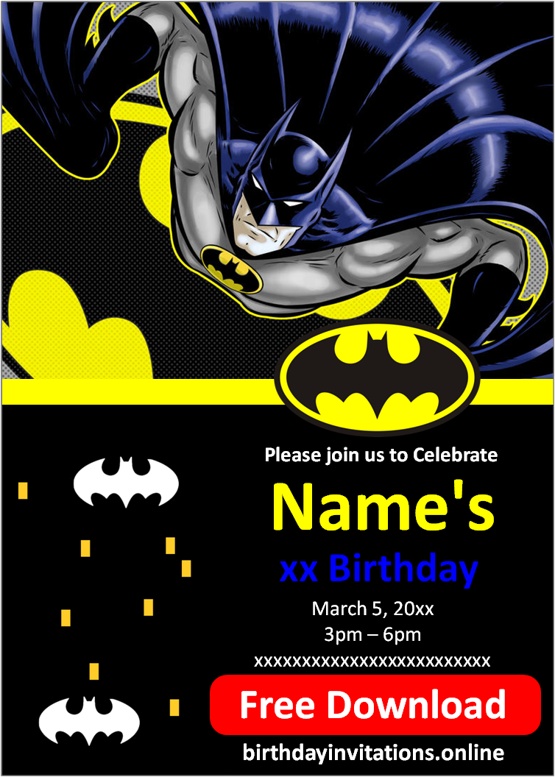 batman birthday invitation template