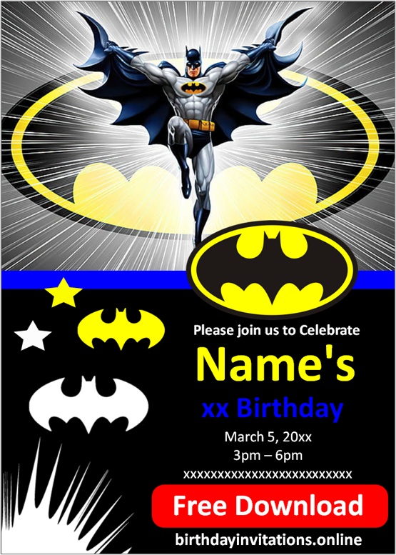 batman invitations templates free