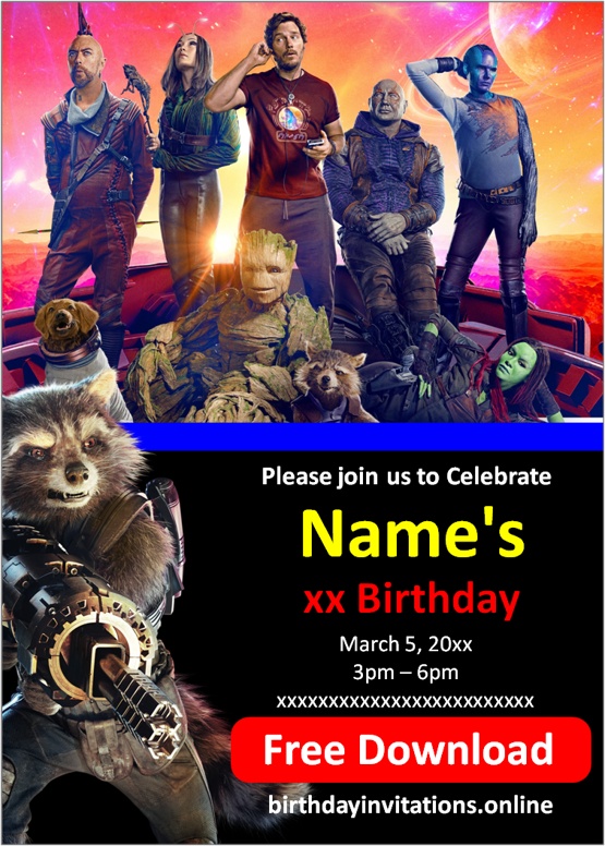 Guardians of the Galaxy Invitations