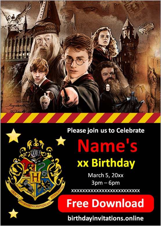 harry potter invitation template