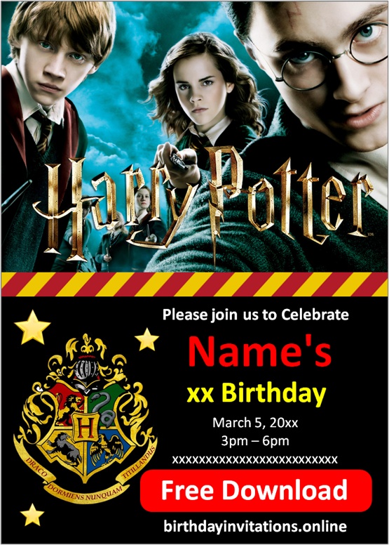 harry potter editable invitation