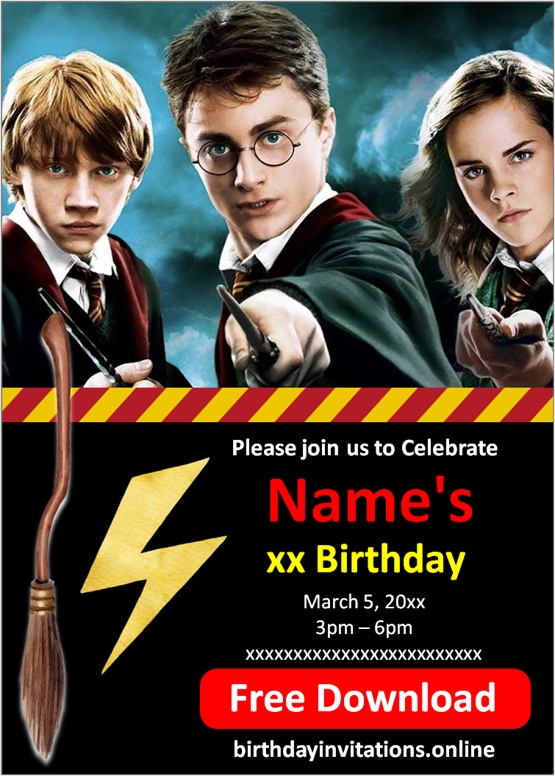 harry potter party invitations template