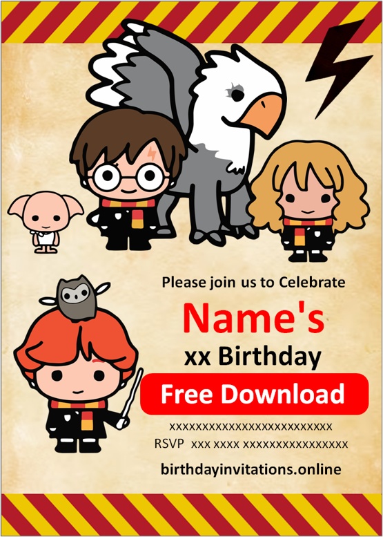 harry potter editable invitation