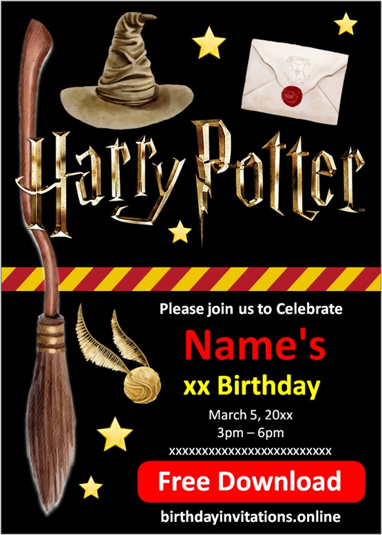 harry potter party invitations template