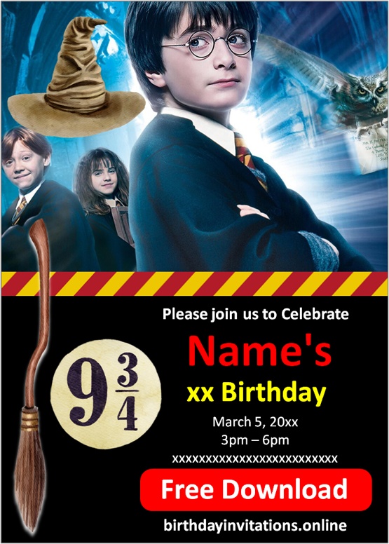 harry potter digital invitation free