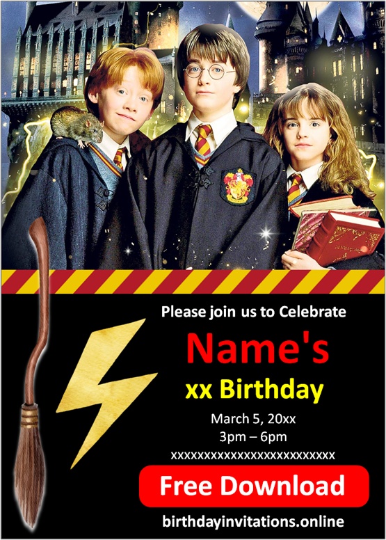 harry potter birthday invitations online