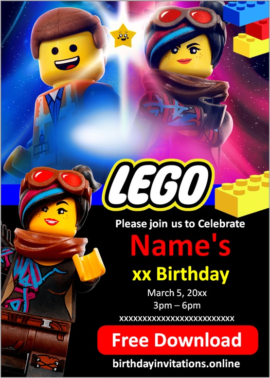 Lego birthday invitations