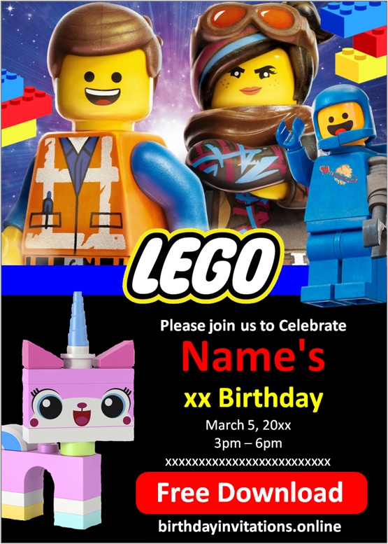 The Lego Movie Birthday Party Invitation