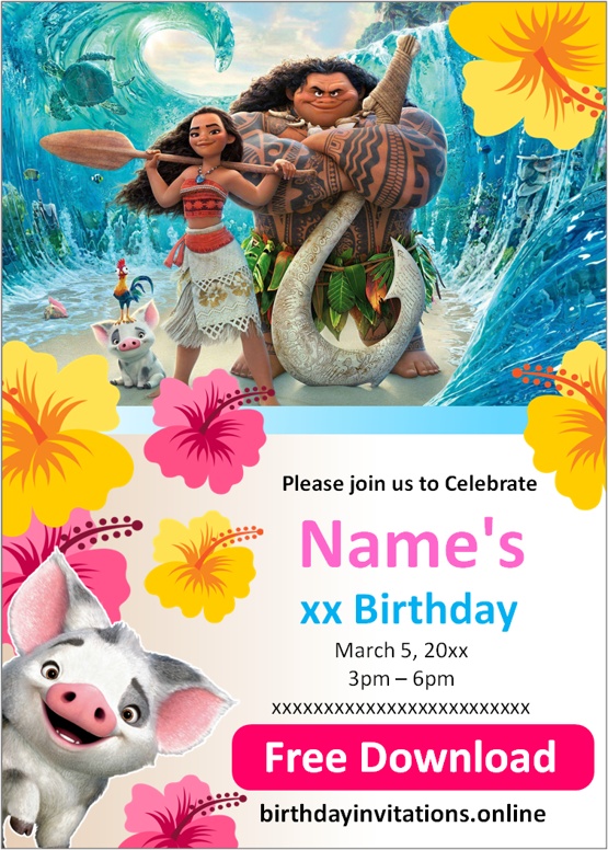 Moana Invitations