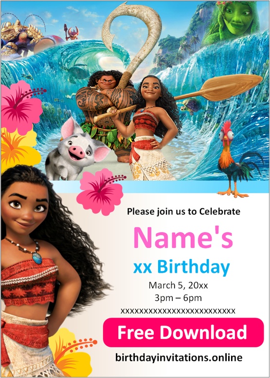 Moana Party Invitations