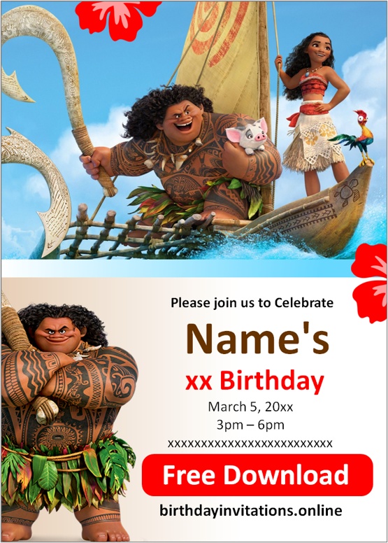 moana birthday invitation