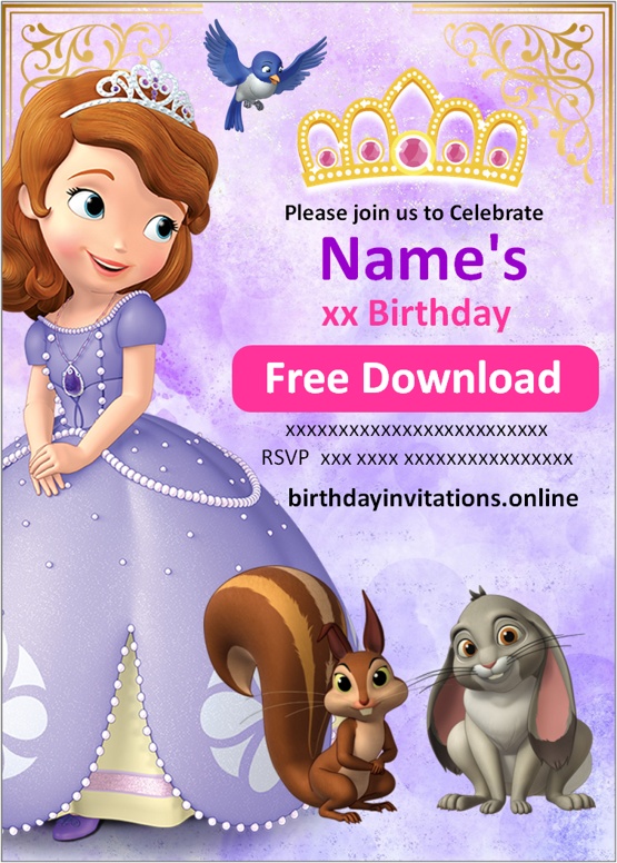 sofia the first birthday invitation templates free