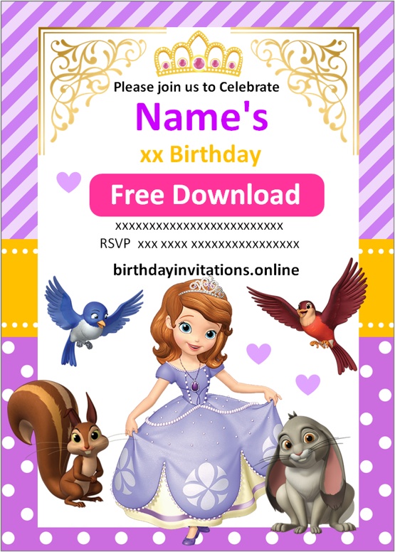 sofia the first invitations online