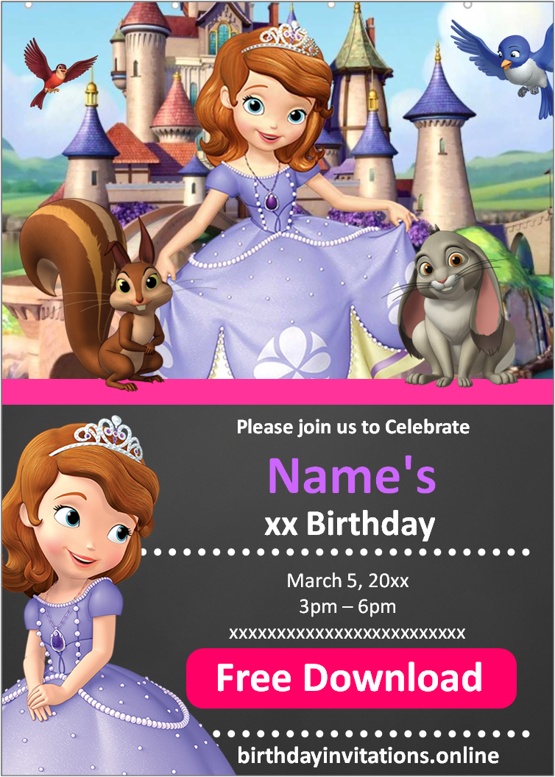 sofia the first invitation template free