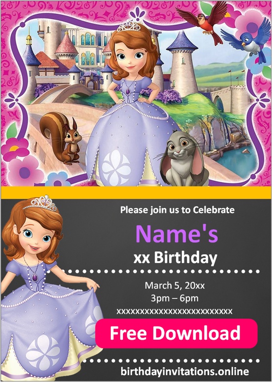 princess sofia invitation