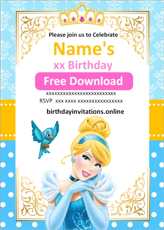FREE Cinderella Birthday Invitation Template Edit Online