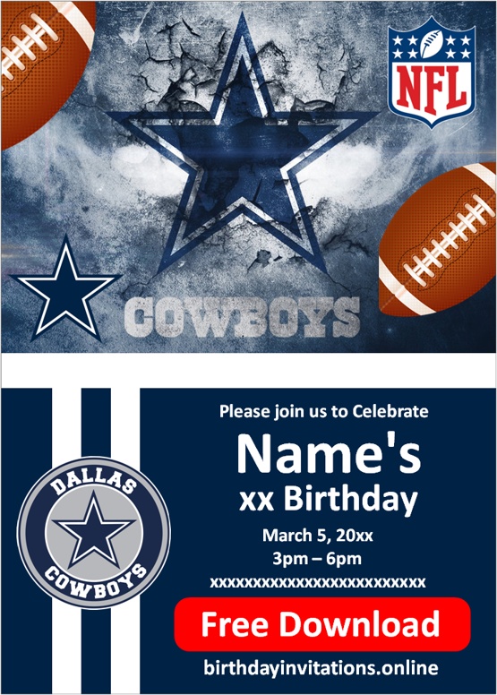 Dallas Cowboys Digital Party Invitation