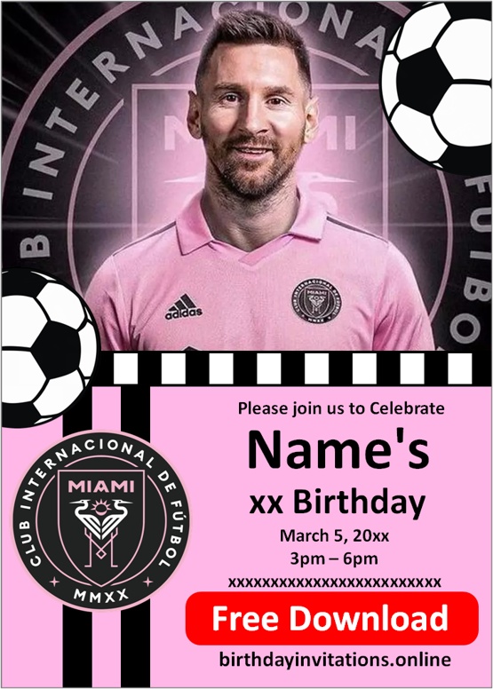 messi birthday invitation