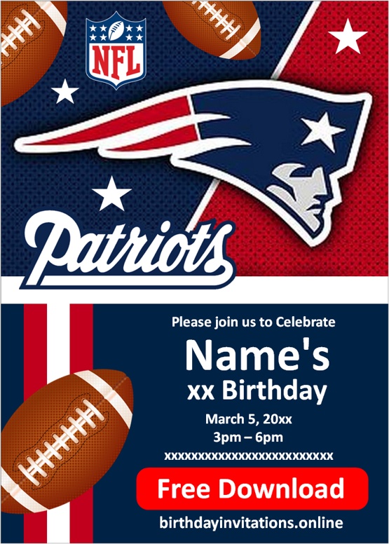 New England Patriots Invitations