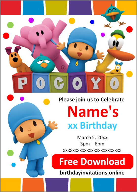 Pocoyo Invitations