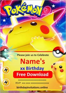 FREE Pokemon Birthday Invitation Template | Edit Online